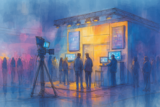 Livestreaming auf einem Event mit professioneller Kameraausrüstung – im Fokus stehen AG-CX18 und AG-CX20 von Panasonic