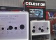 Celestion-Messestand mit Lautsprecherkomponenten und beleuchteten Produktdisplays