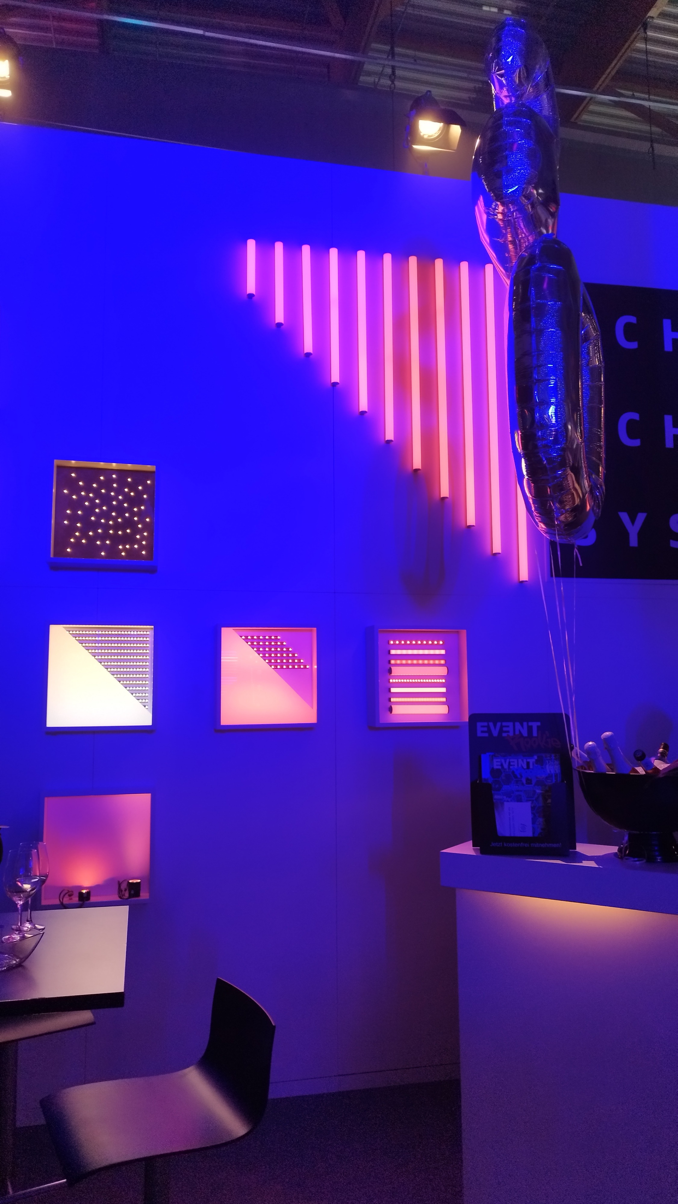 Lighting examples at the Schnick Schnack Systems booth at Prolight + Sound 2024